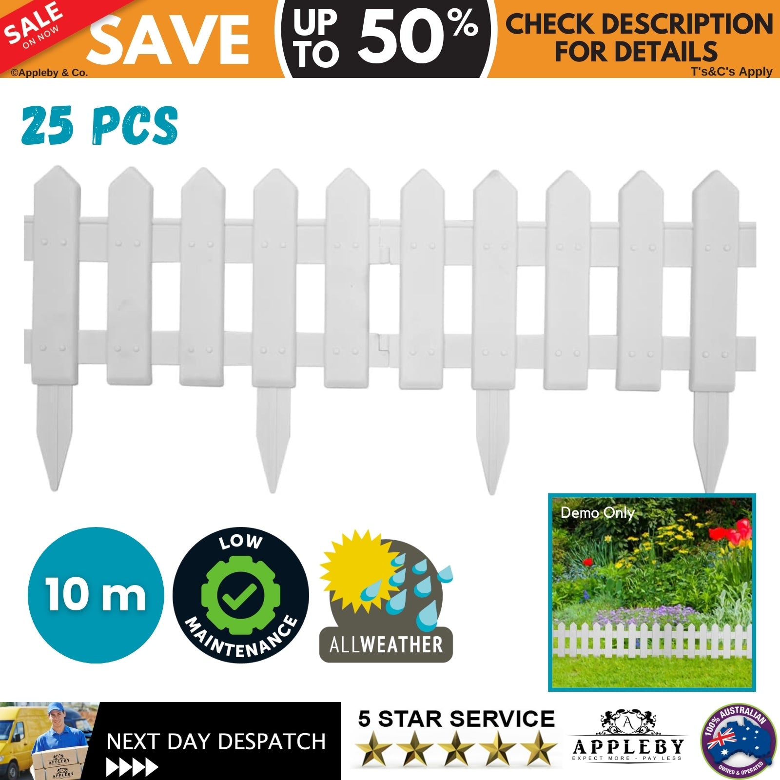 Lawn Edgings 25 pcs White 10 m PP