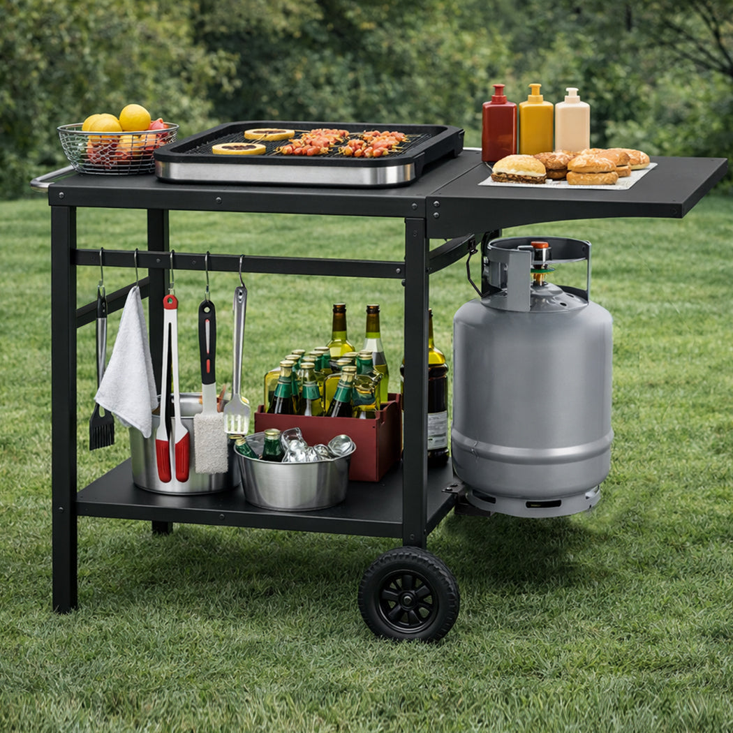 Levede Outdoor Kitchen Cart Mobile Foldable Food Prep BBQ Grill Dining Table-2050059021397921798