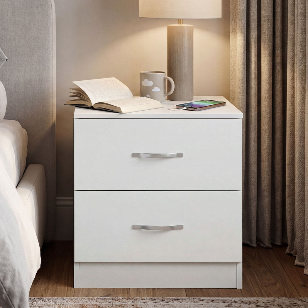 Levede Bedside Table Side Table 2 Drawers Storage Nightstand Bedroom Cabinet-2065254302913531910