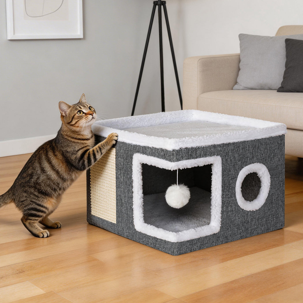 Pawz Large Cat House Foldable Bed Condo Scratcher Indoor Cave Multi Small Pet-2065254305354616838