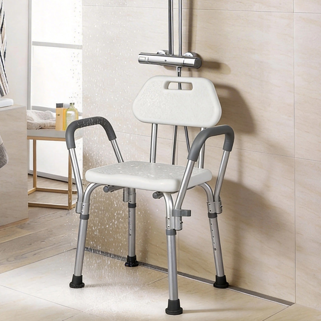 Levede Shower Chair Bath Seat Safety Stool Back Arms Adjustable Height Non-Slip-2065254297658068998