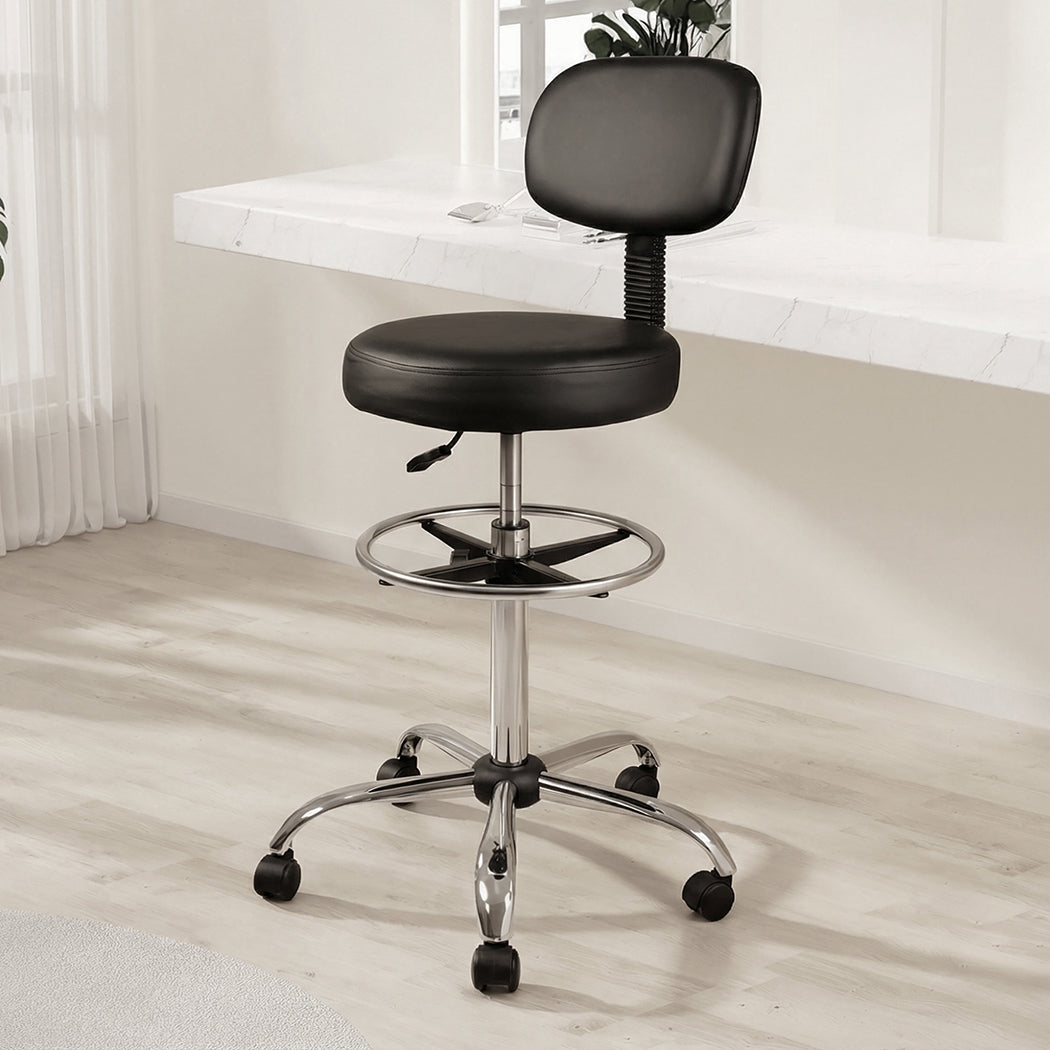 Levede Swivel Office Chair Ergonomic Stool Height Adjustable Footrest Backrest-2065254289865052166