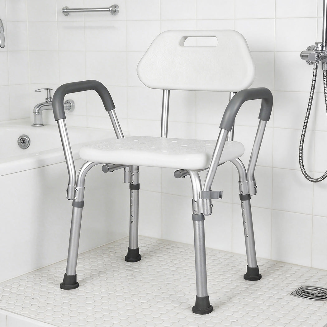 Levede Shower Chair Bath Seat Safety Stool Back Arms Adjustable Height Non-Slip-2065254297658068999