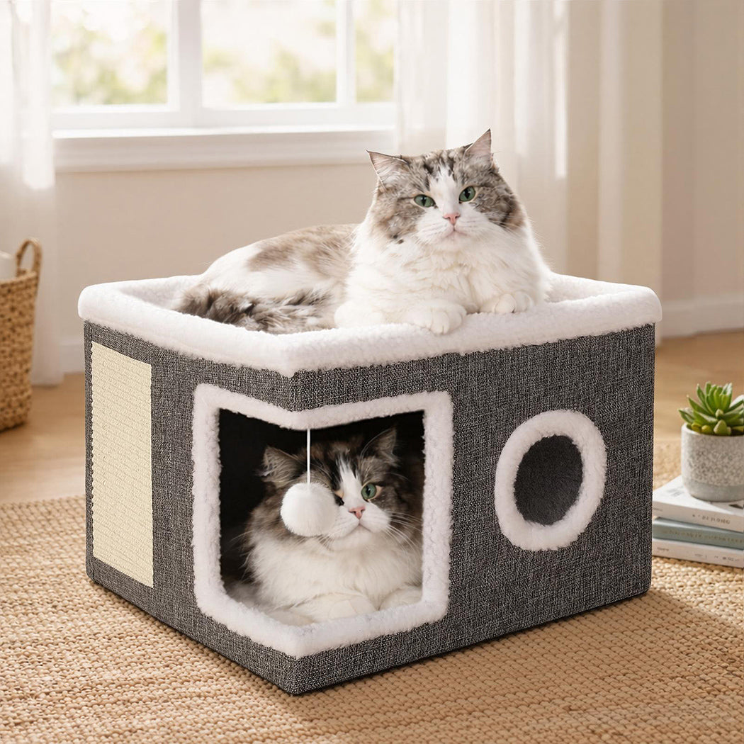 Pawz Large Cat House Foldable Bed Condo Scratcher Indoor Cave Multi Small Pet-2065254305354616839