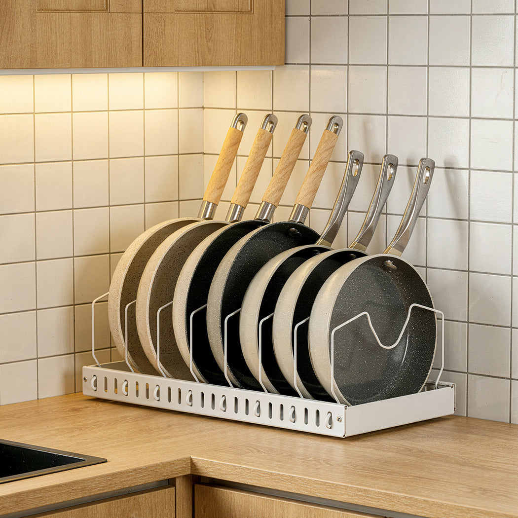 Toque Pots and Pans Organiser Saucepan Holder Storage Pull Out Rack Holder White-2065254301424553991