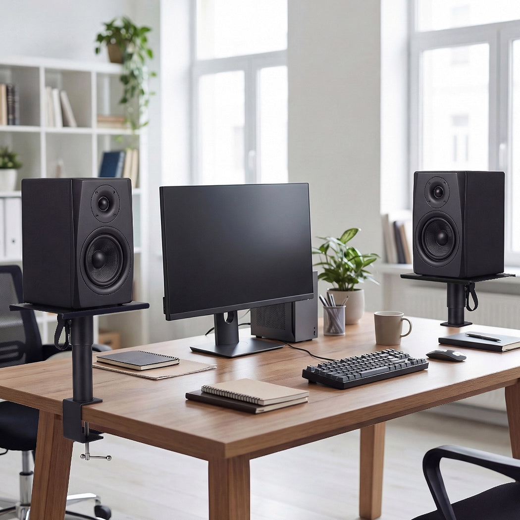 Levede 2x Desk Clamp Speaker Stands Set Adjustable Rotatable Monitor CD Player-2065254308118663175
