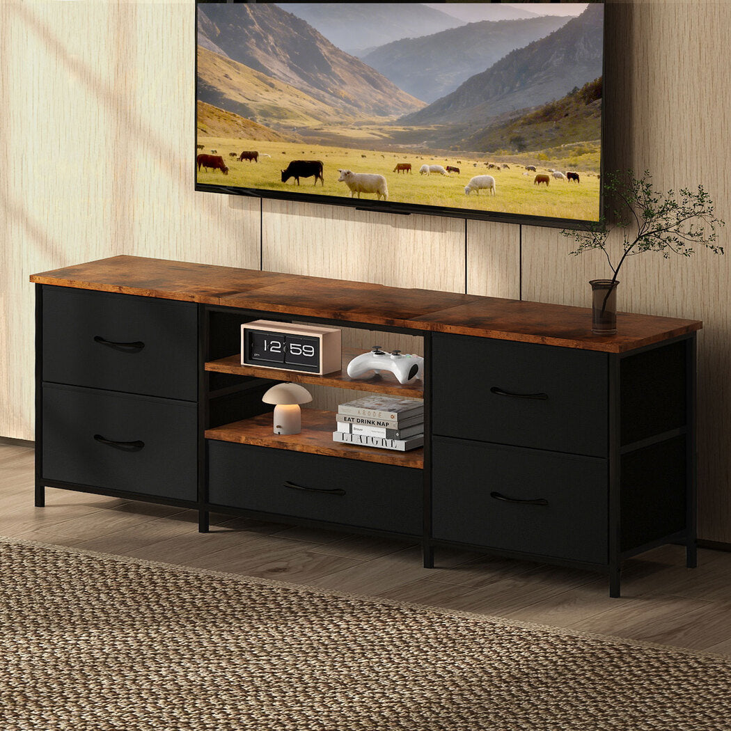 Levede TV Stand Cabinet Entertainment Unit Stand 140cm 5 Drawers Storage Shelves-2065254296026484744