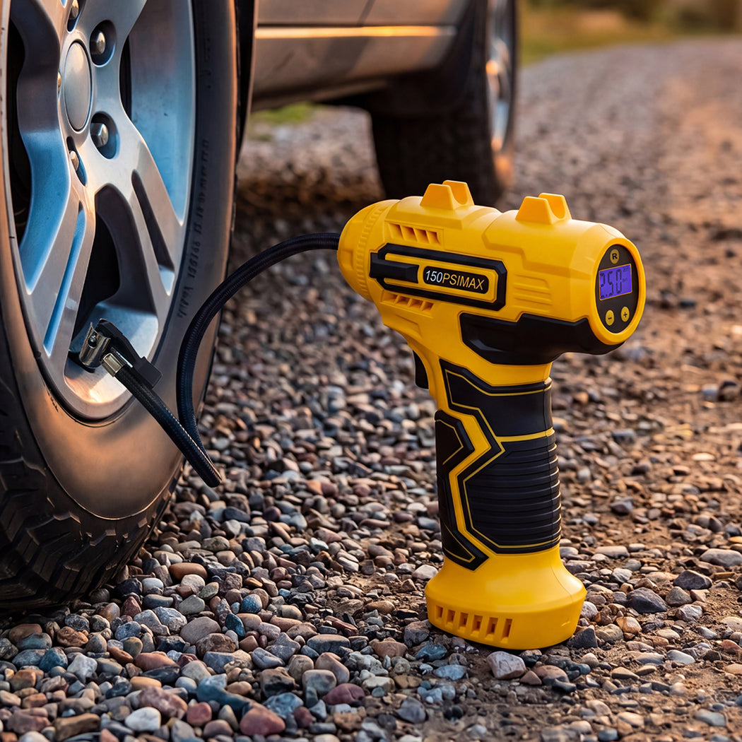 Traderight Cordless Tyre Inflator Air Car Compressor Pump LCD Digital Handheld-2061251869904343047