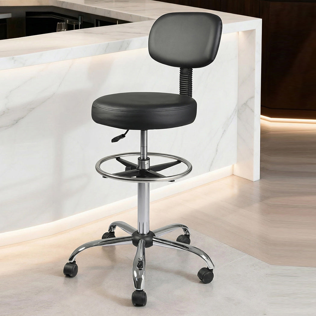 Levede Swivel Office Chair Ergonomic Stool Height Adjustable Footrest Backrest-2065254289865052167