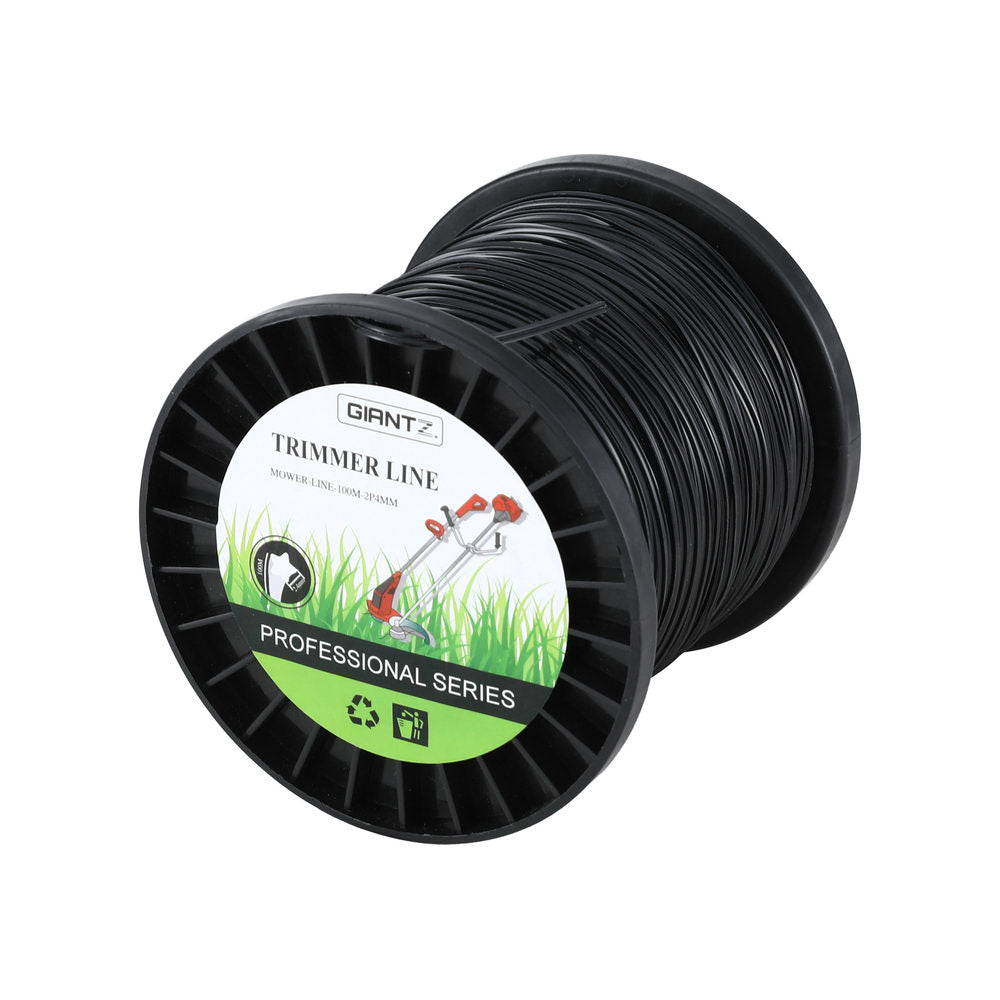 Giantz 100M Whipper Snipper Trimmer Line 2.4mm Star Nylon String Cord Black