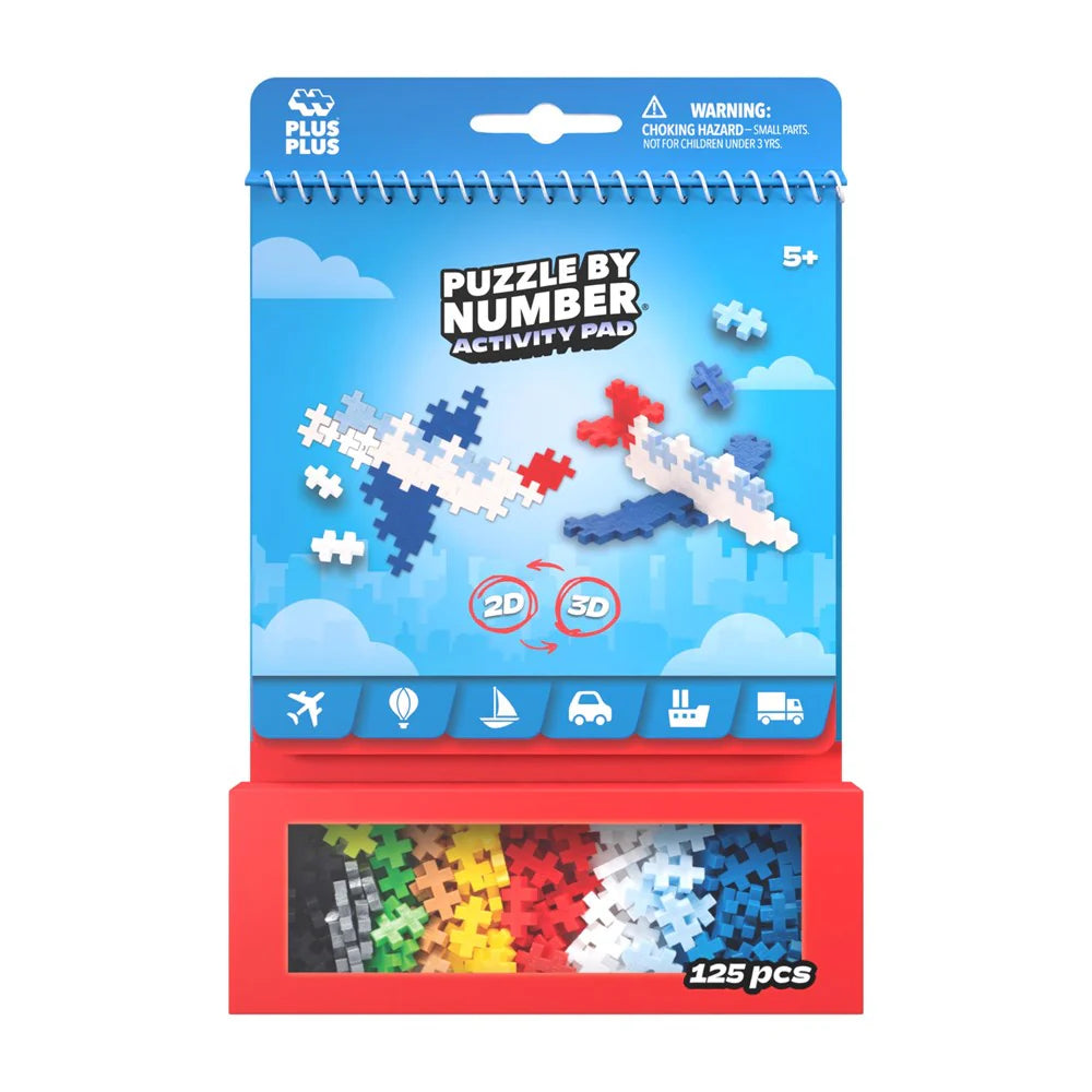 Puzzle by Number Transportation Activity Pad with 125 Pieces for Kids
