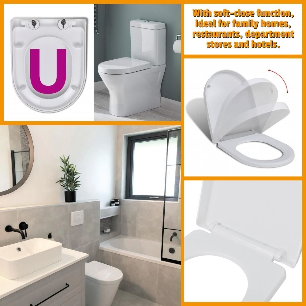 Soft-close Toilet Seat with Quick-release Design White Square
