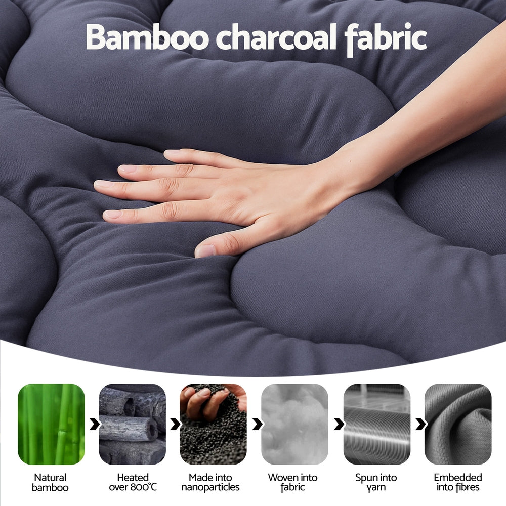 Giselle 5cm Mattress Topper Pillowtop toppers Bamboo Charcoal King Single