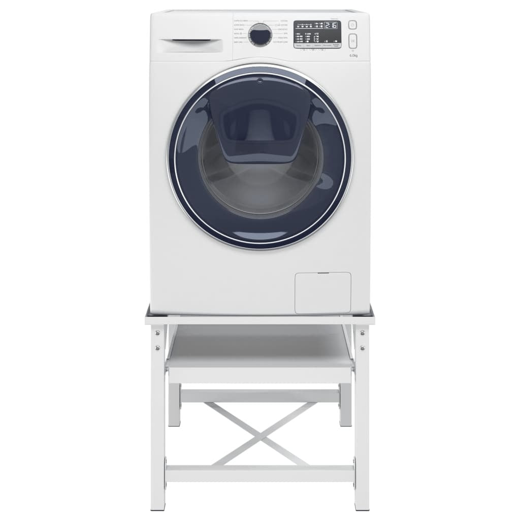 Washing Machine Pedestal with Pull-Out Shelf White
