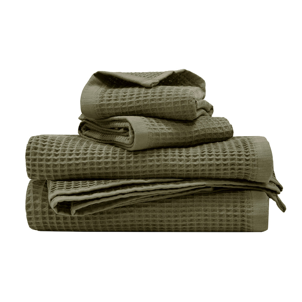 Bambury Waffle Bath Towel - Olive