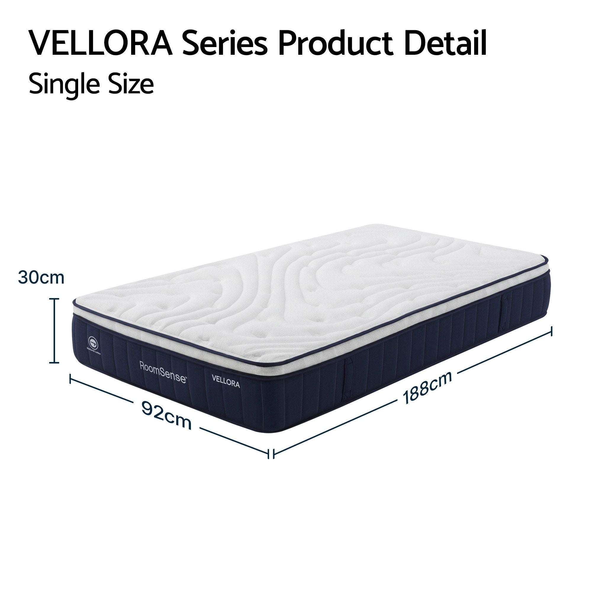 RoomSense Single Mattress , 30cm Medium Firm Hybrid Mattress with Latex Lumbar Support for Back Pain Relief