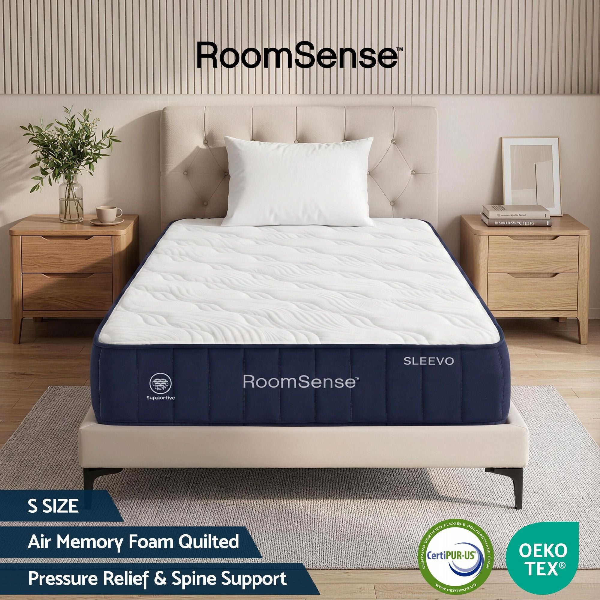 RoomSense Single Mattress, 26cm Orthopedic Firm Mattress for Back Pain Relief, Pocket Spring Hybrid Mattress King Size