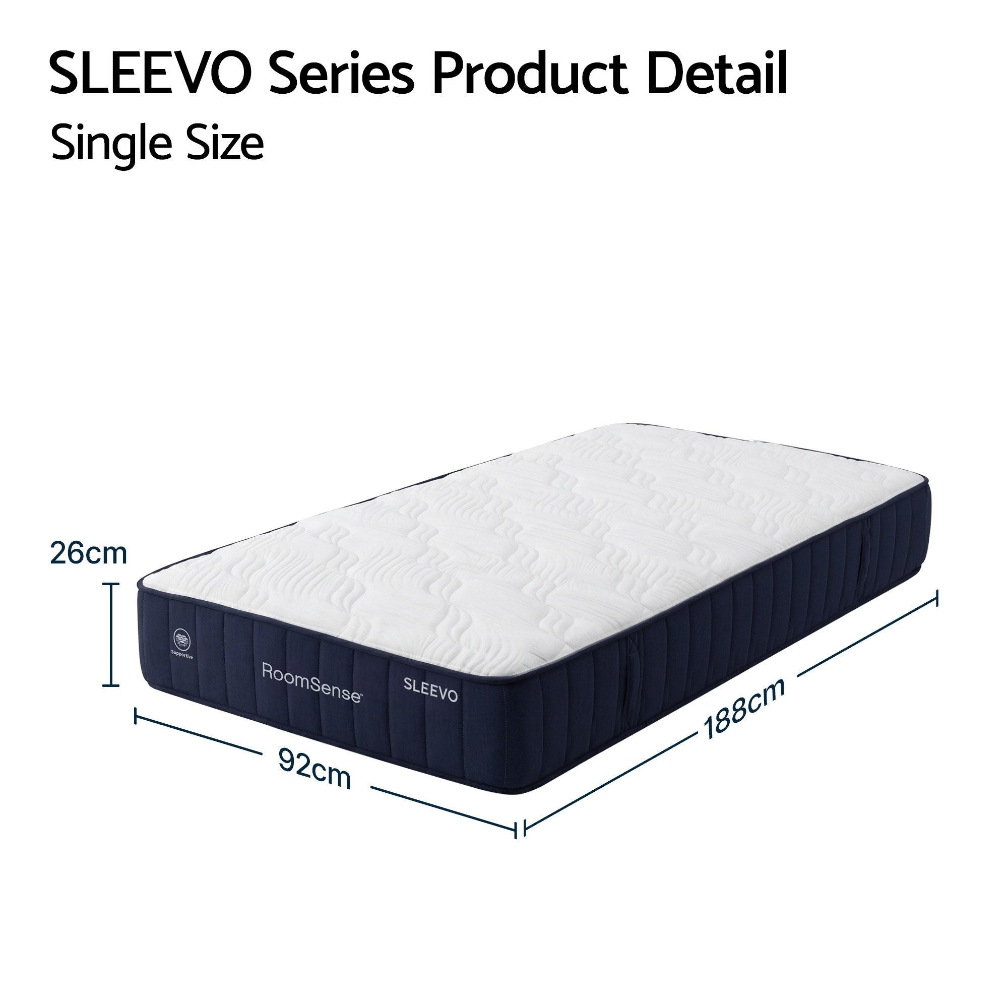RoomSense Single Mattress, 26cm Orthopedic Firm Mattress for Back Pain Relief, Pocket Spring Hybrid Mattress King Size