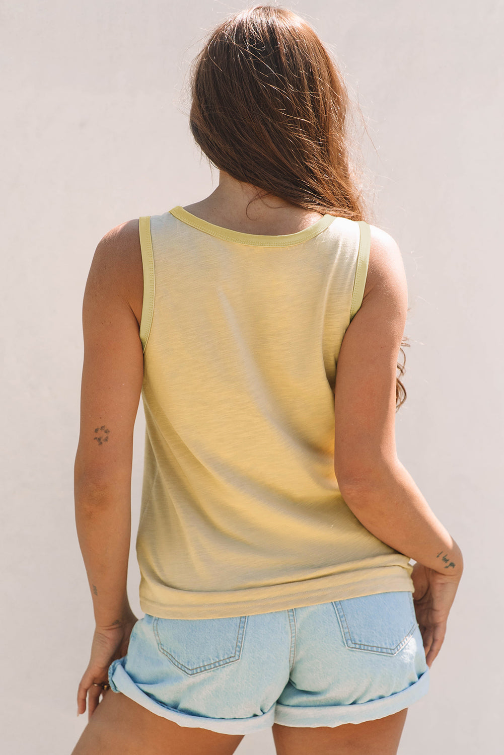 Tan Metallic Sheen Edge Scoop Neck Women’s Tank Top