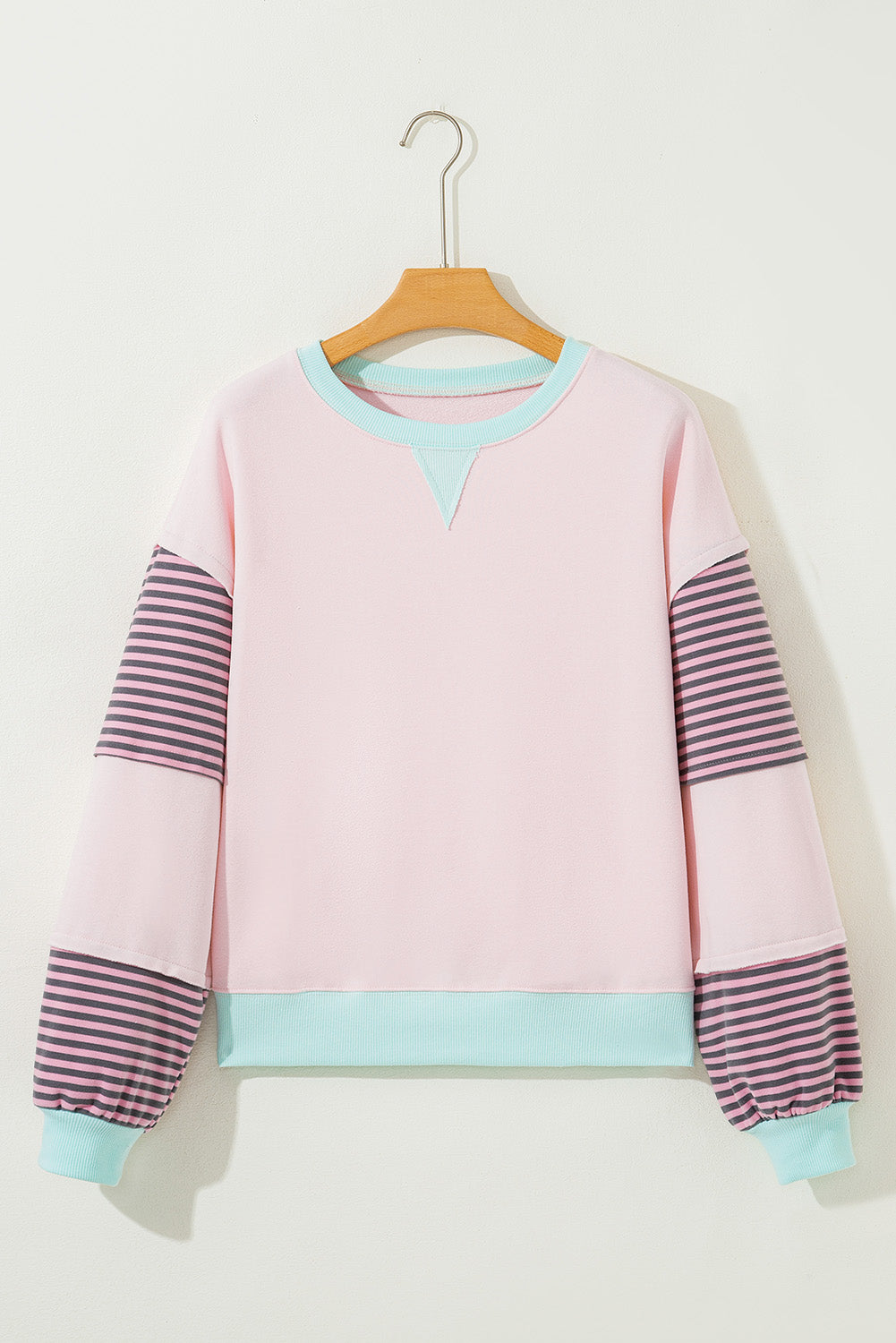 Jet Stream Striped Colourblock Patchwork Drop Shoulder Sweatshirt