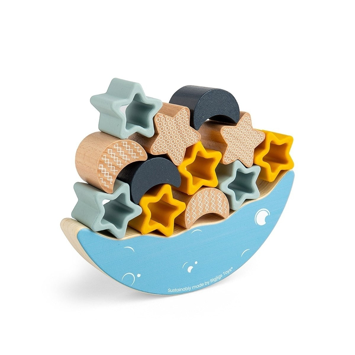 Bigjigs Toys Wooden Moon Balance Stacker Montessori Toy for Toddlers