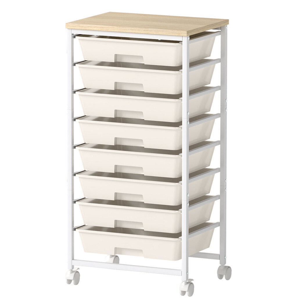 Levede 8 Drawers Storage Trolley Utility Cart Plastic Mobile Organiser Unit-2050056762198986752