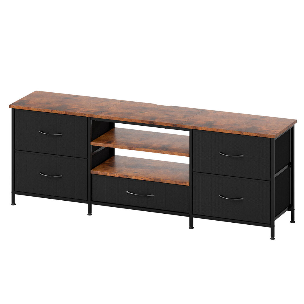 Levede TV Stand Cabinet Entertainment Unit Stand 140cm 5 Drawers Storage Shelves-2065254296026484736