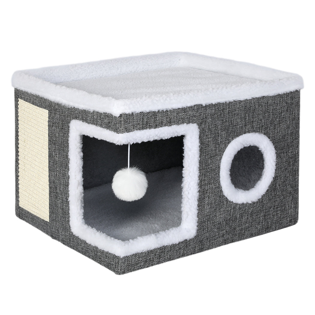 Pawz Large Cat House Foldable Bed Condo Scratcher Indoor Cave Multi Small Pet-2065254305354616832