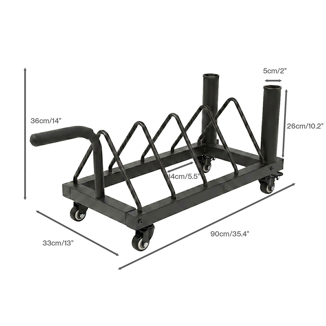 Centra Horizontal Bumper Plate Rack with Wheels Barbell Weight Storage Holder-2050059020890411010