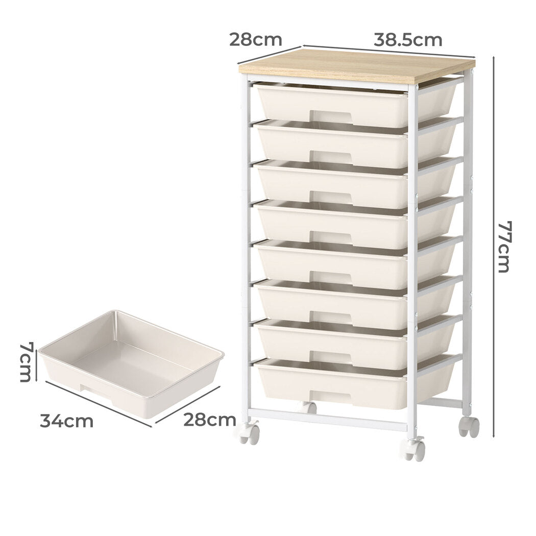 Levede 8 Drawers Storage Trolley Utility Cart Plastic Mobile Organiser Unit-2050056762198986754