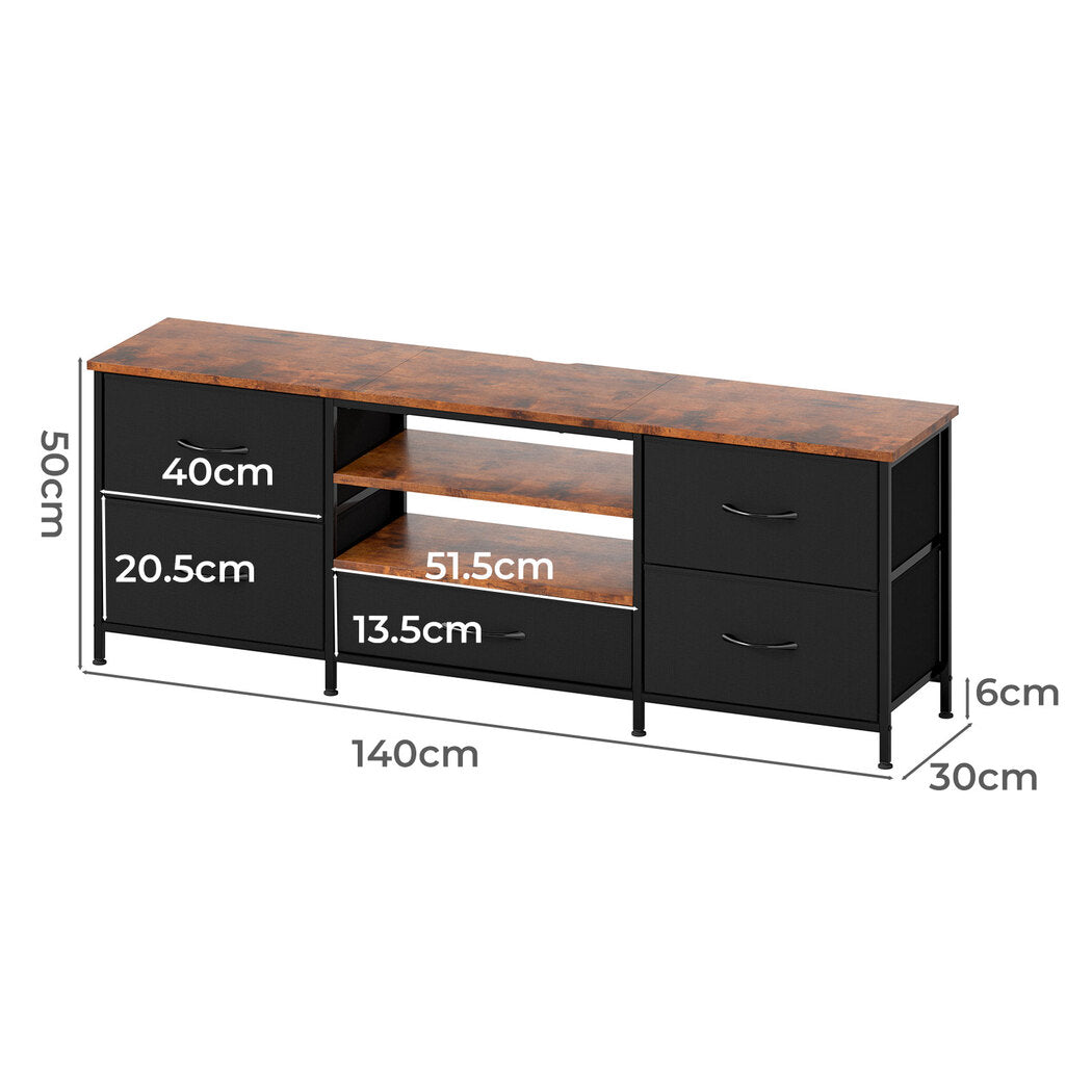 Levede TV Stand Cabinet Entertainment Unit Stand 140cm 5 Drawers Storage Shelves-2065254296026484738