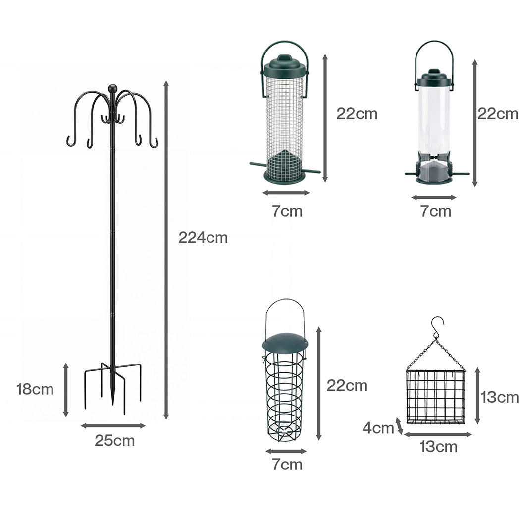 Toque Bird Feeder Station Hanging Stand Feeder 8 Hooks 4 Feeders Outdoor 224cm-2061251870957113346