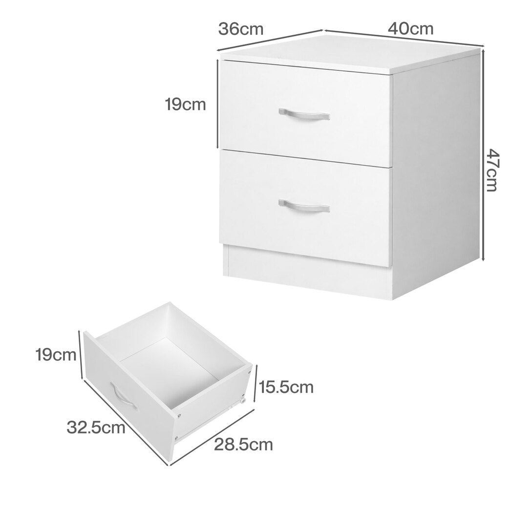 Levede Bedside Table Side Table 2 Drawers Storage Nightstand Bedroom Cabinet-2065254302913531906