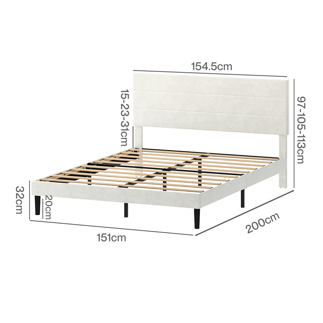 Levede Queen Bed Frame Upholstered Adjustable Headboard Platform Mattress Base-2065254299683917826