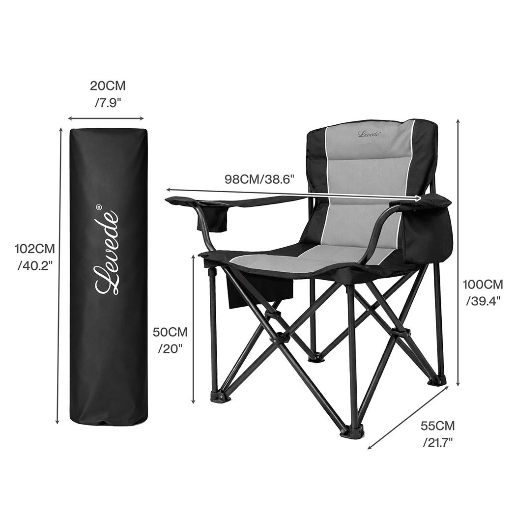 Levede Camping Chair Large Folding Outdoor Portable Fishing Picnic Travel Seat-2065254303899193346