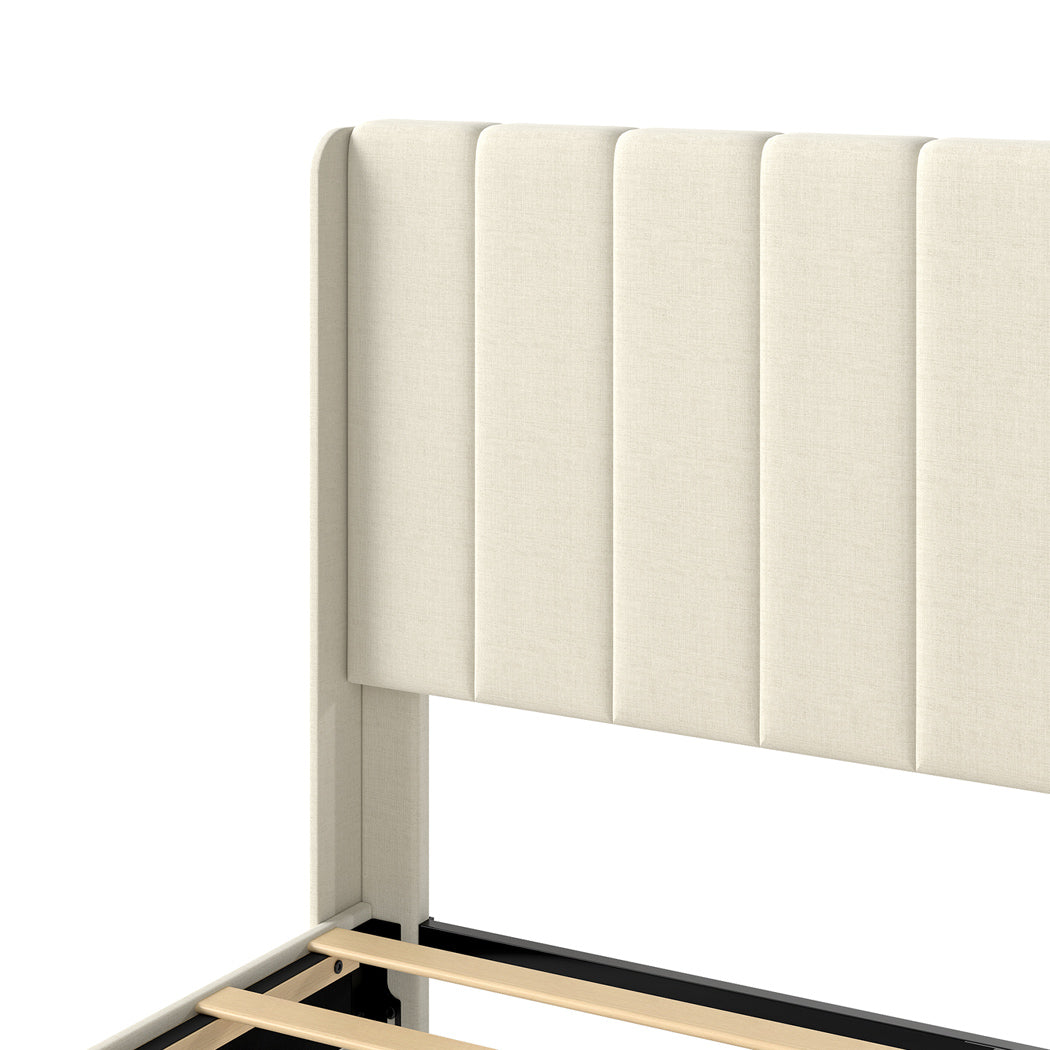 Levede Metal Wooden Bed Frame Double Panel Plush Upholstered Mattress Platform-2050056770302382083