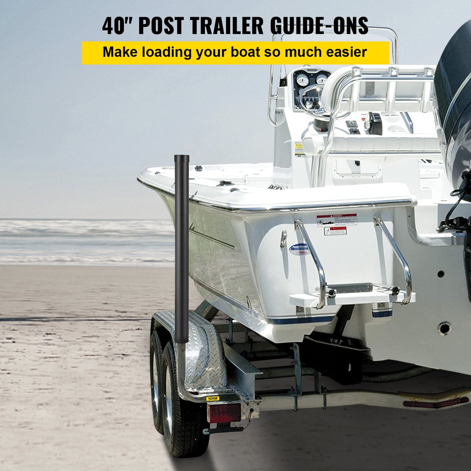 Boat Trailer Guide-ons 40", 2PCS Galvanized Steel Guides with PVC Pipes