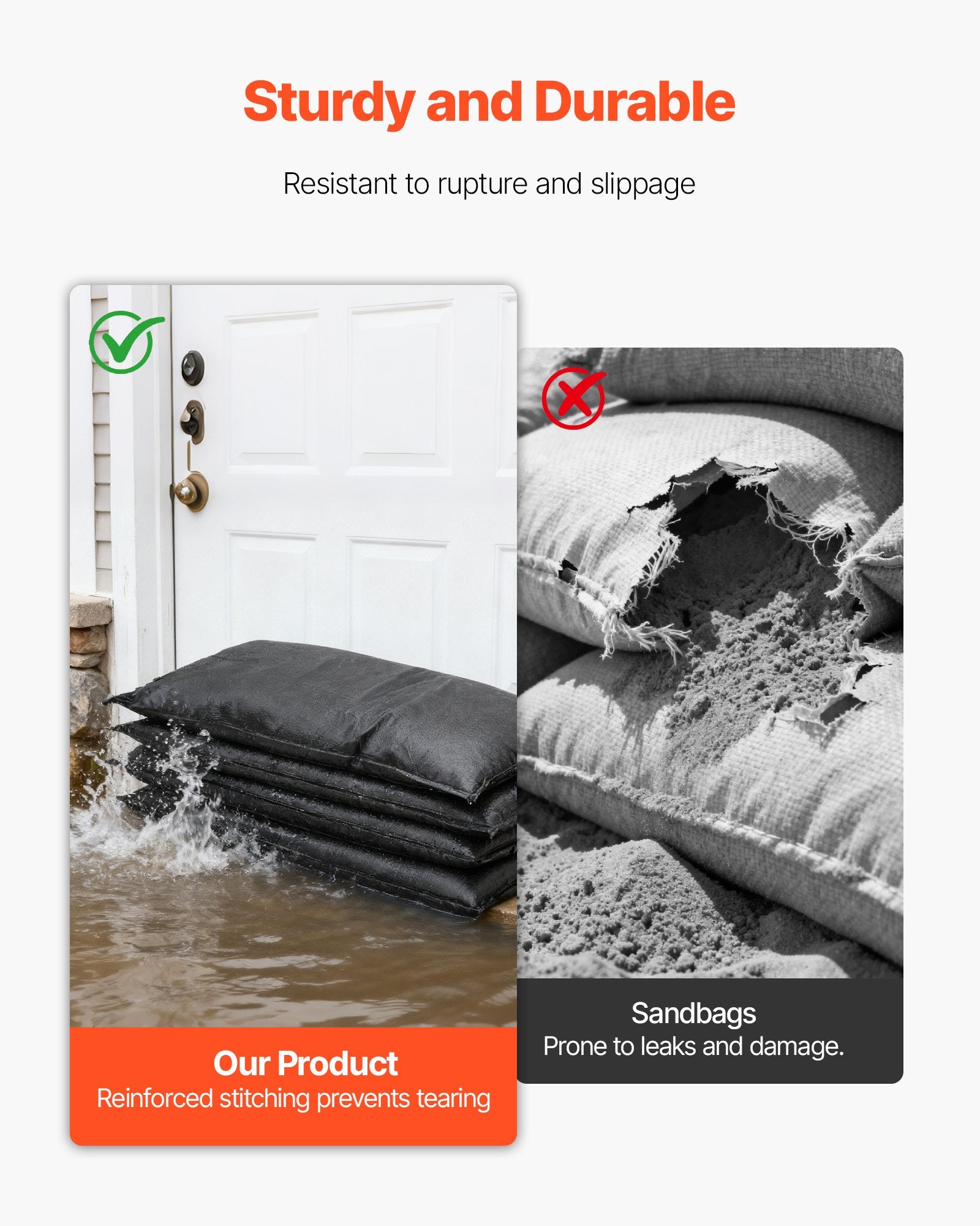 Flood Barrier 6-Pack, 830x430mm Water-Activated Reusable Sandless Flood Bags