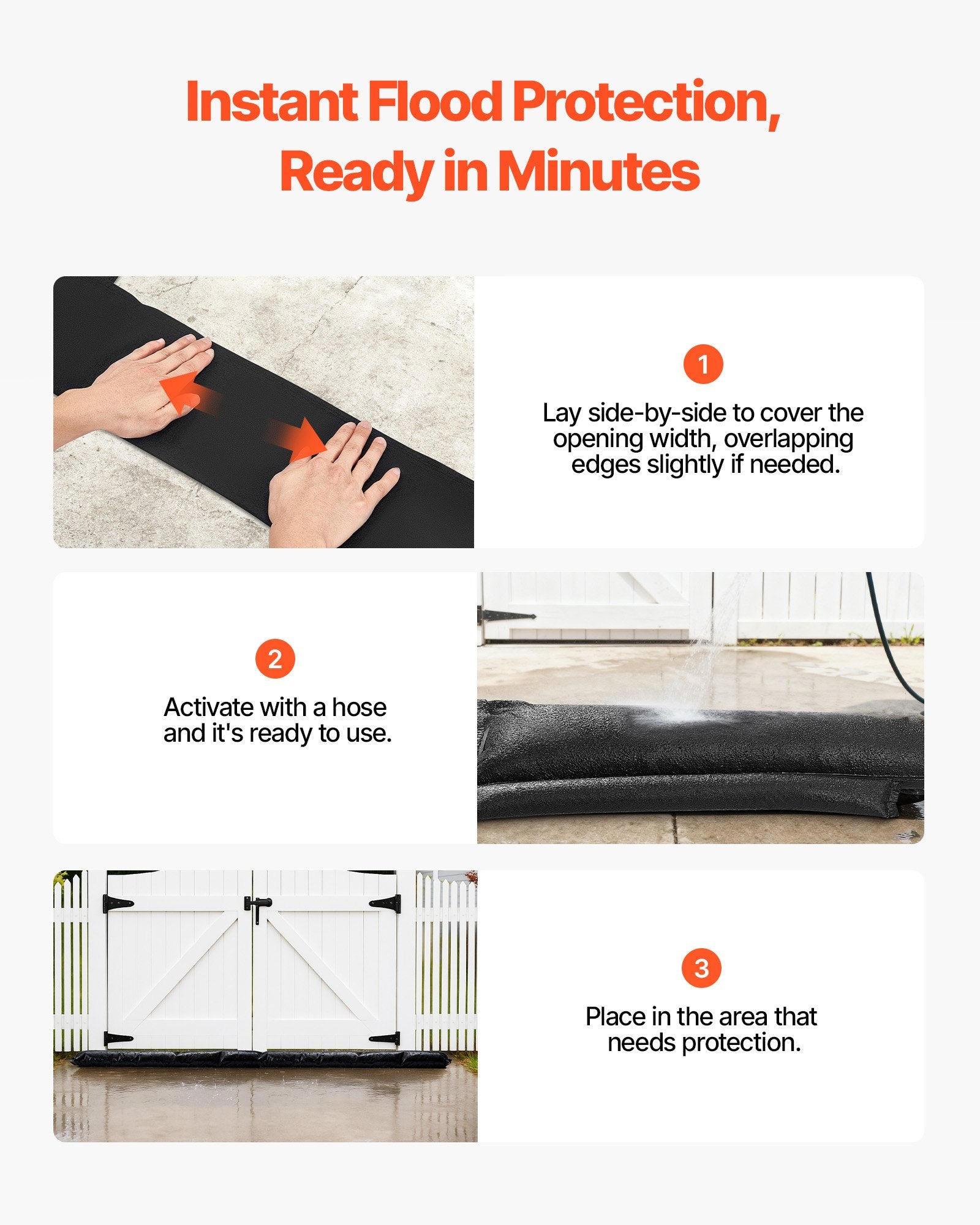 Flood Barrier 4Pack 1530x210mm Water Activated Reusable Sandless Sandbags