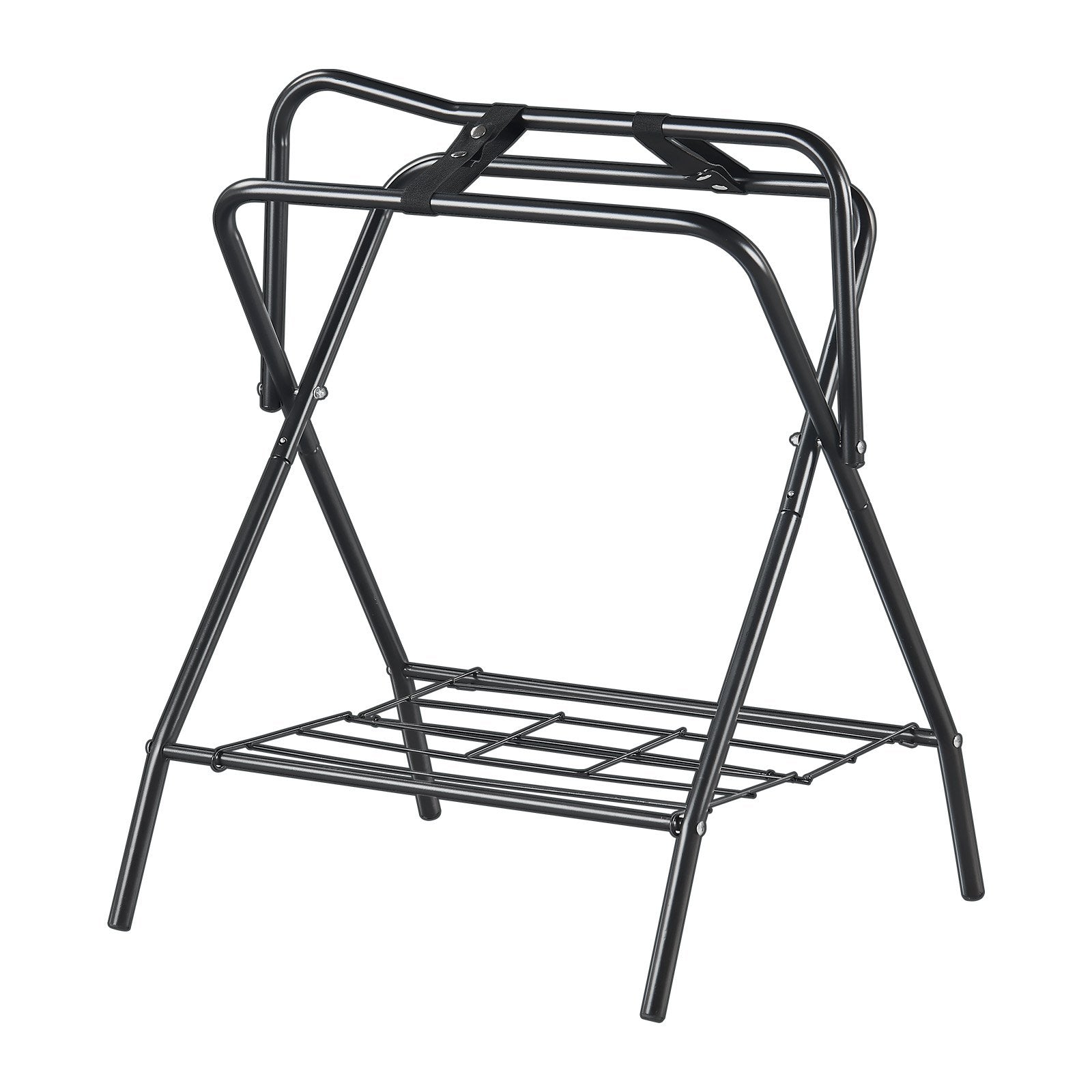 28x19x37.5in Folding Saddle Rack Heavy Duty Steel Freestanding Tack Stand Black