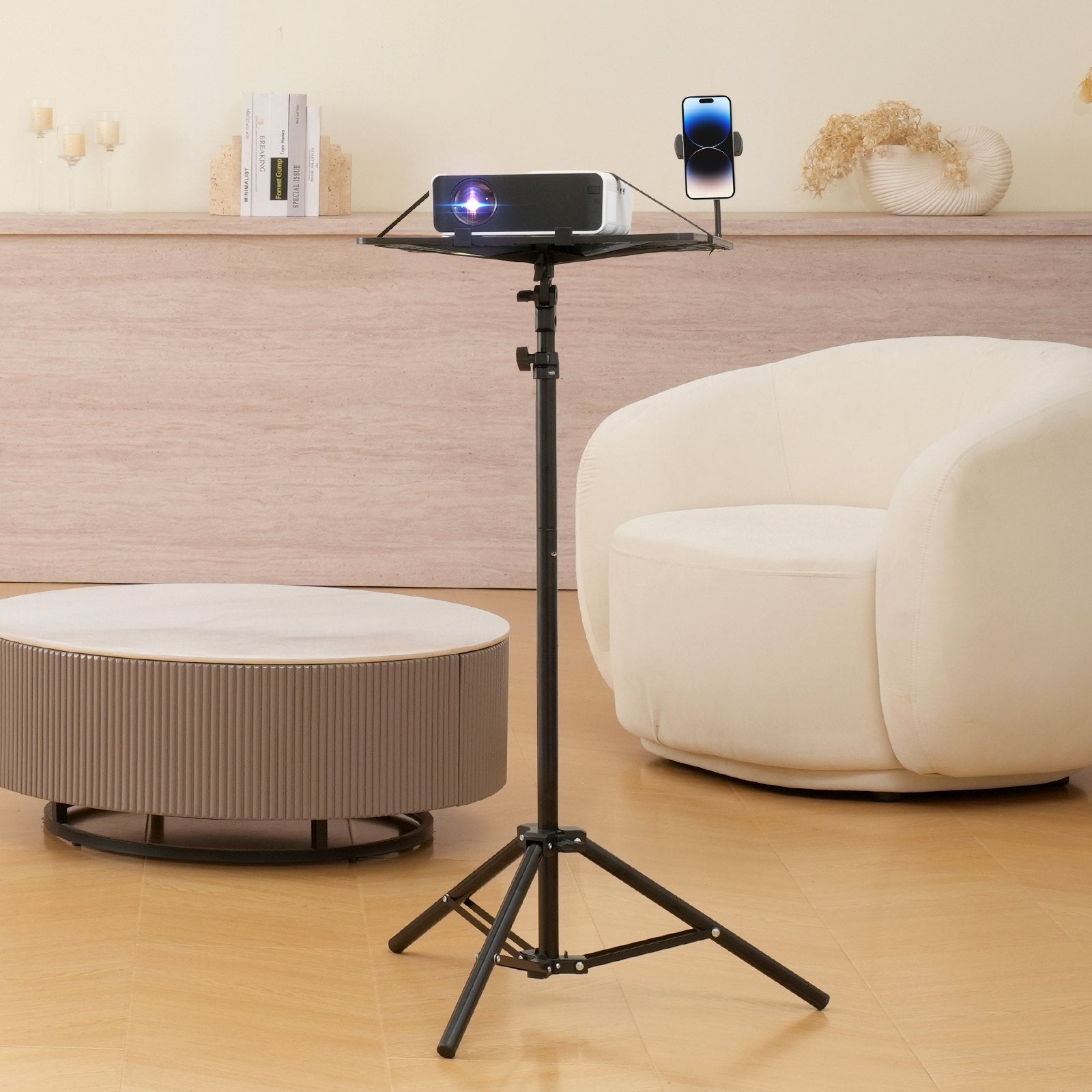 Adjustable Projector Laptop Tripod Stand with Tray Phone Holder 11lb Capacity