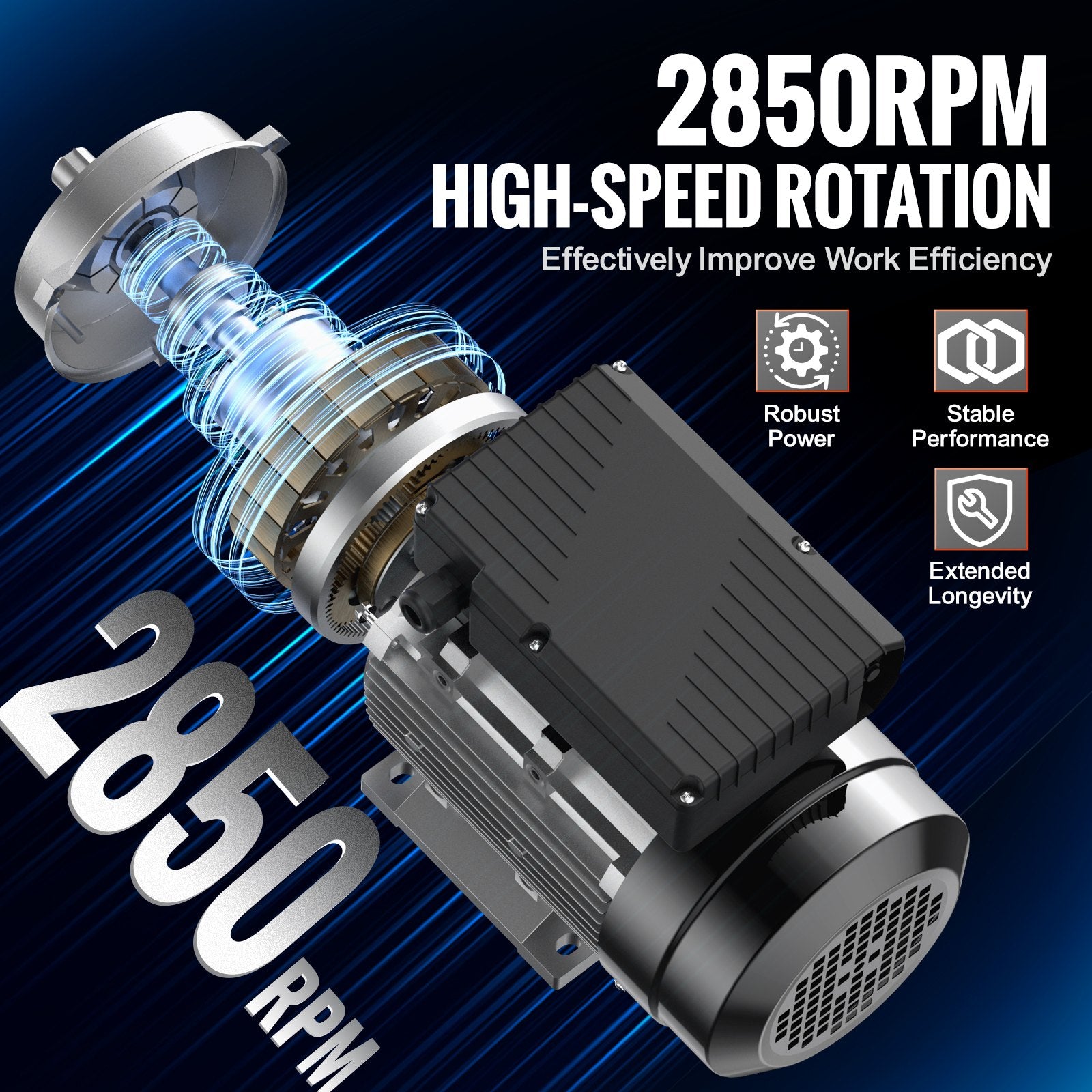0.75KW Electric Motor 2850 rpm AC 220-240V 5.15A B34 Frame CW/CCW Rotation