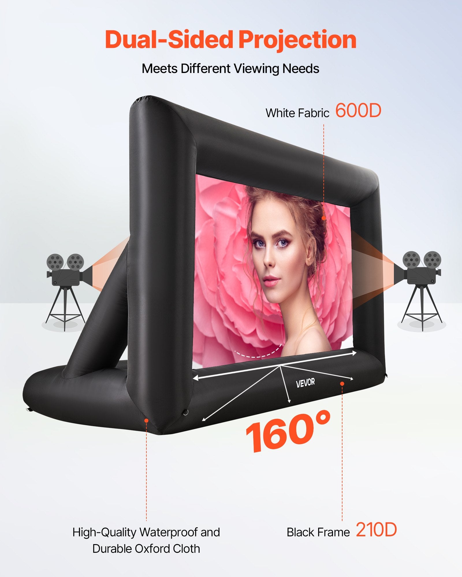 14ft Inflatable Movie Screen 600D Washable 16:9 Outdoor Projector with Bag