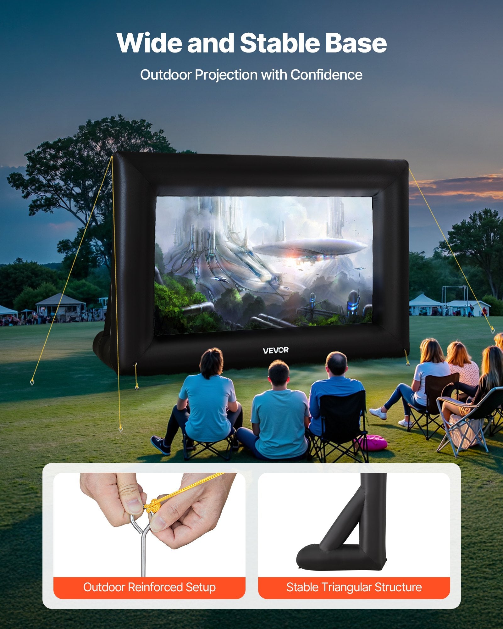 14ft Inflatable Movie Screen 600D Washable 16:9 Outdoor Projector with Bag