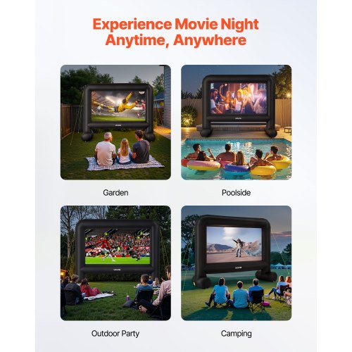 VEVOR 15 ft Inflatable Projection Screen with Portable Storage Bag for Movies