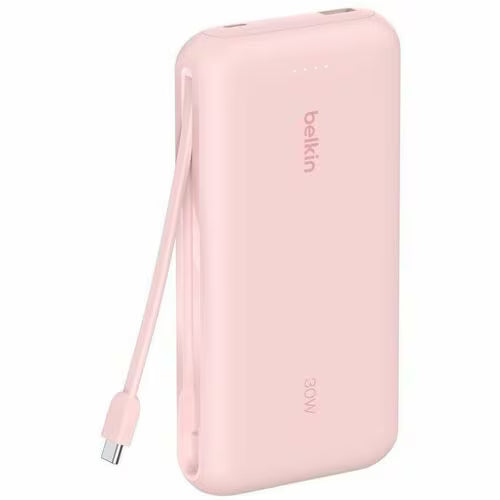 Belkin BoostCharge 20000mAh Power Bank with Integrated USB-C Cable 30W Pink