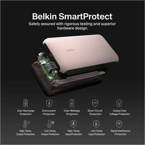 Belkin BoostCharge 20000mAh Power Bank with Integrated USB-C Cable 30W Pink