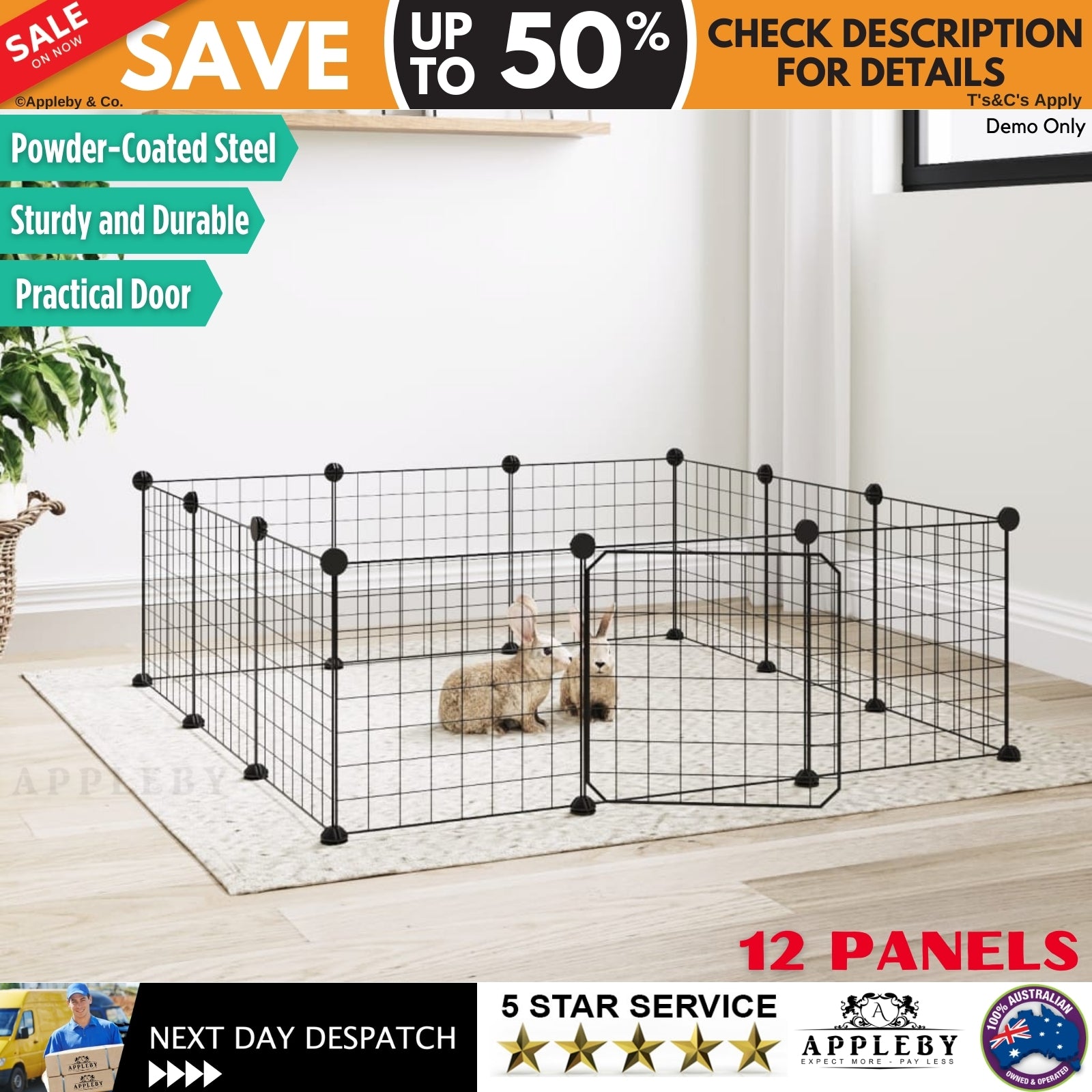 12-Panel Pet Cage with Door Black 35x35 cm Steel
