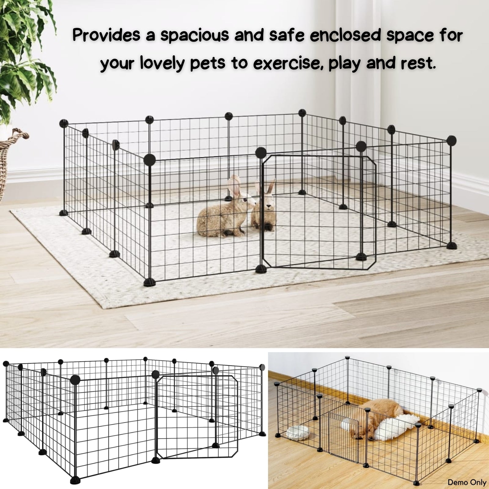 12-Panel Pet Cage with Door Black 35x35 cm Steel