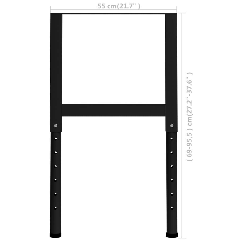 Adjustable Work Bench Frames 2 pcs Metal 55x(69-95.5) cm Black